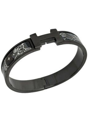 Hermes Clic HH Enamel Bracelet Clac Bangle Metal Black